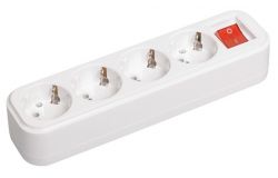 
			Socket blok IEK, 16A, 4-socket, CLASSIC, grounded, IP20, white, with switch