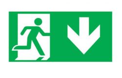 Emergency lighting, down, EXIT, 300x150mm, sticker, right side  