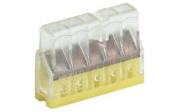 
			Klemmes IEK, Universal, 24A, 450V, IP20, dzeltena, 5X0.5 - 2.5, Al/Cu, ar fiksātoru, (100)