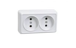 
			Socket IEK, 2-socket, OKTAVA, white, surface, (24)