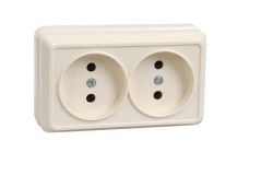 
			Socket IEK, 2-socket, OKTAVA, cream, surface, (24)