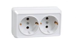 
			Socket IEK, 2-socket, OKTAVA, grounded, white, surface, (18)