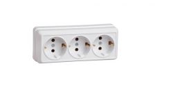 
			Socket IEK, 3-socket, OKTAVA, grounded, white, surface, (20)