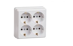 
			Socket IEK, 4-socket, OKTAVA, grounded, white, square, surface, (16)