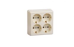 
			Socket IEK, 4-socket, OKTAVA, grounded, cream, square, surface, (16)