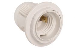 
			Lamp holder E27, IEK, 4A, IP20, white, plastic, with a ring, (1)