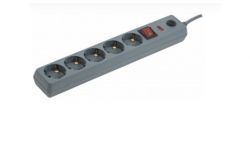 
			Extension cord surge protector IEK, 5-place, 3m, a/z, with switch, 3x1.0mm2, 16A, gray